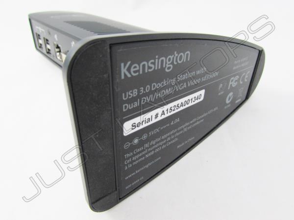 Kensington USB 3.0 Docking Station Dual Video sd3500v M01167 & UK Power Adapter