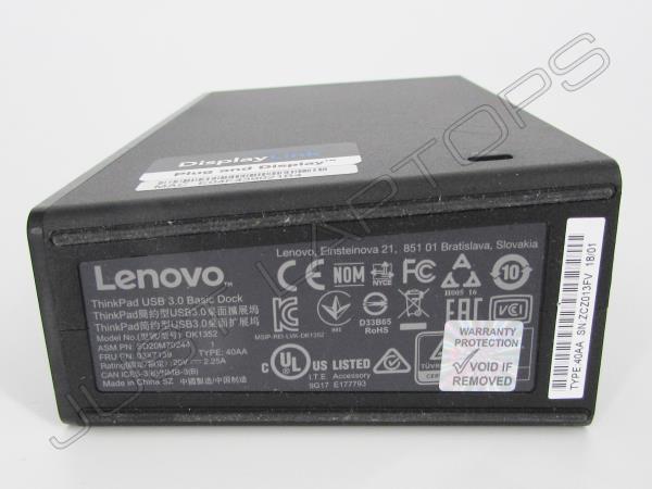 Lenovo DK1352 40AA ThinkPad USB 3.0 Basic Docking Station Inc AC Adapter